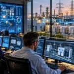 AICOT AI-driven industrial cybersecurity control room with solar power infrastructure