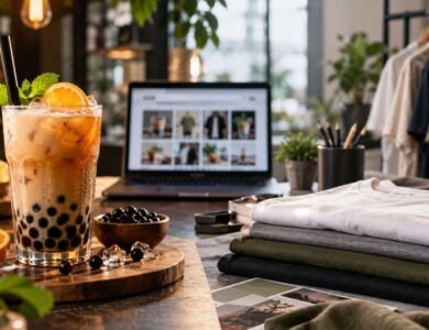 Babeltee explained through a tea drink and modern fashion studio