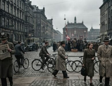 1930s Copenhagen street scene illustrating the historical context of fascisterne