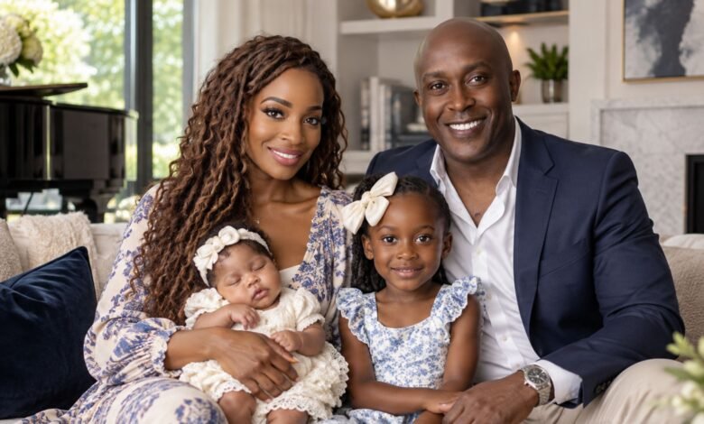 Gerald Mwangi with Shamea Morton and their two daughters in a family portrait