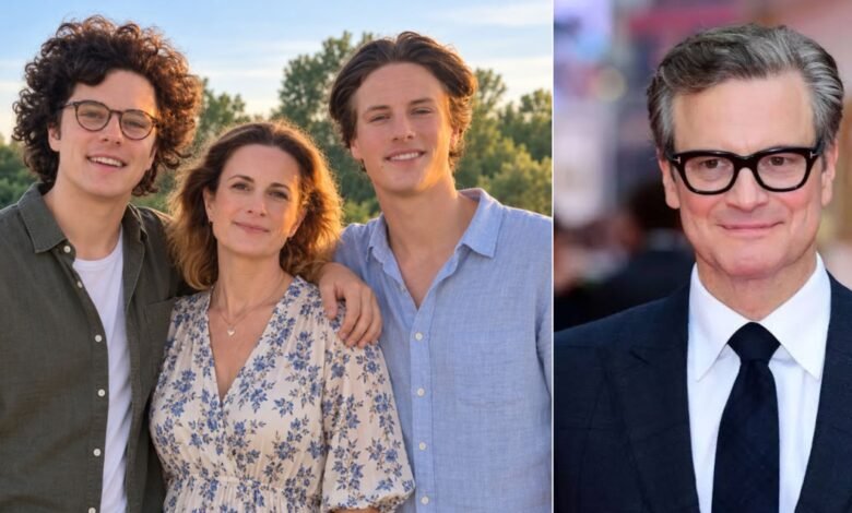 Colin Firth family feature image showing his sons Matteo, Luca and Will in a celebrity biography collage